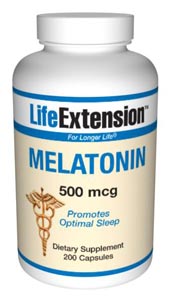 LifeExtension- Nutritional Supplements, Antiaging, Health and Nutrition - Melatonin 500 mcg  Melatonin releases from the pineal gland, reaching its peak at night to help maintain healthy cell division in tissues throughout the body..