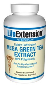Mega Green Tea Extract (lightly caffeinated) (100 vegetarian capsules)* Life Extension