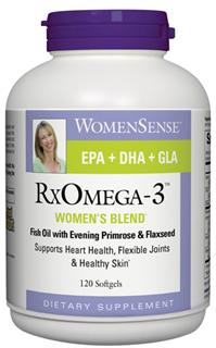 RxOmega-3 Womens blend naturally promotes heart health, flexible joints and healthy glowing skin..