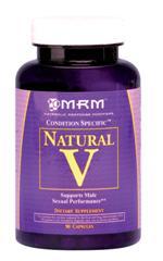 Natural V by MRM is an herbal blend of Tribulus terrestris (70% steroidal saponins), diosgenin and Avena sativa to support sexual function in men. Includes Horny Goat Weed and Tongat Ali to further enhance virility..