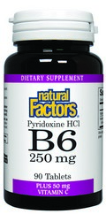 Vitamin B-6 Pyridoxine HCL (250 mg 90 tablets) Natural Factors