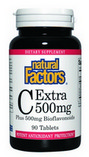 Bioflavonoids and vitamin C work synergistically to enhance each others activity. Natural Factors C Extra tablets contain 500mg of Vitamin C in a blend of citrus bioflavonoids, rutin, rosehips and hesperidin..