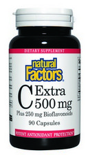 Bioflavonoids and vitamin C work synergistically to enhance each others activity. Natural Factors C Extra tablets contain 500mg of Vitamin C in a blend of citrus bioflavonoids, rutin, rosehips and hesperidin..