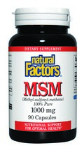Methyl-sulfonyl-methane or MSM, as it is commonly named, is a naturally occurring substance.  MSM provides the body with a bioavailable form of organic sulfur, important in forming healthy connective tissue for joints and muscles. MSM supports the manufacture of collagen for healthy skin, hair and nails..