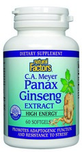 Natural Factors Panax Ginseng capsules contain a standardized, concentrated extract of Panax Ginseng C.A. Meyer, considered the premiere variety for health promoting benefits..