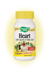 Nature's Way Heart promotes cardiovascular health with the powerful synergy of current scientific research and traditional herbal medicine.  Contains CoQ10..