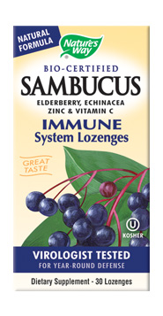 Sambucol Original Lozenges features black elderberry extract.