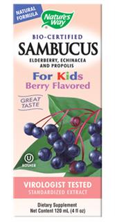 Nature's Way Sambucus For Kids naturally formulated to boost your child's defense system against cold & flu viruses..