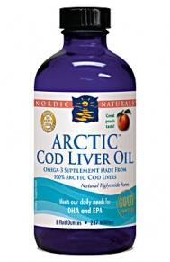 Purified Arctic Cod Liver Oil is available in six natural flavors: lemon, peach, orange, spiced apple, strawberry, and unflavored..