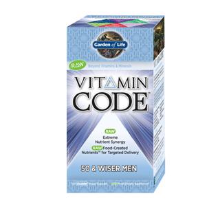 Vitamin Code 50 & Wiser Mens Formula is a comprehensive multi-vitamin with RAW Food-Created Nutrients offering an extreme synergistic blend of vitamins and minerals for extraordinary health and vitality.  Providing select nutrients to support the primary areas of prostate health with added vitamin E, lycopene, selenium and zinc, memory and concentration with vitamin B complex, vitamins C, D and E, and optimal digestion with live probiotics, enzymes and vitamin D..
