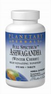 Ashwagandha (winter cherry) is one of the world's most powerful adaptogens, used traditionally in Ayurvedic herbalism to help the body adapt to physiological and psychological stress. Planetary Herbals Full Spectrum Ashwagandha (Winter Cherry) combines whole root powder with root extract to capture all the plants valuable compounds. The result is a botanical that relaxes the mind, rejuvenates the body, and increases resistance to stress..