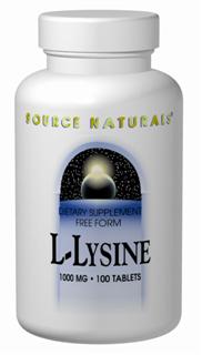 L-Lysine (1,000 mg-100 tabs) Source Naturals