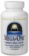 Mega-One is a potent one-tablet-a-day multi-vitamin..