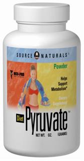Pyruvate powder may reduce body fat, increase lean body mass and enhance body composition when used with the Maximum Metabolism Weight Loss Plan(TM). Pyruvate plays an important role in metabolism and the energy-production process. It is the link between two of the main energy-generating cycles in the body, glycolysis (anaerobic metabolism) and the Krebs cycle (aerobic metabolism). Pyruvate is also found in small quantities in foods. Source Naturals <b>Diet Pyruvate(TM)</b> is manufactured using a unique process that ensures the products stability and high purity. Extensive research indicates that pyruvate may play an important role in a healthy diet and exercise program..