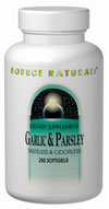 Garlic and its key constituents have been the subject of hundreds of scientific studies.  Garlic has been used around the world for thousands of years for its nutritional value.  Parsley is a favorite herb for salads and cooking.  It is also refreshing and soothing and contains easily assimilated essential minerals.  Source Naturals Garlic & Parsley oil contains true oils of garlic and parsley seed, extracted from whole fresh garlic bulb and parsley seed, and suspended in pure soybean oil.  It is a convenient way to receive the benefits of garlic and parsley seed in concentrated form, without the taste and odor..