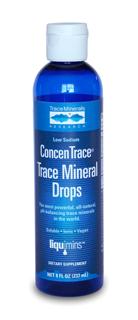 Soluble, all-natural complex of over 72 ionic trace minerals and elements extracted from the Great Salt Lake in Utah. The ionic minerals in ConcenTrace also have the power to maintain and even improve the pH balance in your body. It's important to keep your body's acid base balance because an acidic body is a breeding ground for disease. ConcenTrace is so essential to human health that you'll find it in every one of our quality products. vegetarian, gluten free, Kosher..