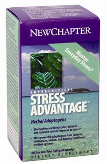 The herbs in Supercritical Stress Advantage have been used by women and men under stress. New Chapter has formulated Stress Advantage in order to support stronger cardiovascular, adrenal and immune system response to stress..