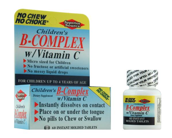 Children's B-Complex Vitamins, Micro Sized for Children, Instant Melt Sublingual  No Fructose or Artificial Sweeteners. No messy liquid drops, fillers or additives. Just vitamins and nutrients that growing children need..