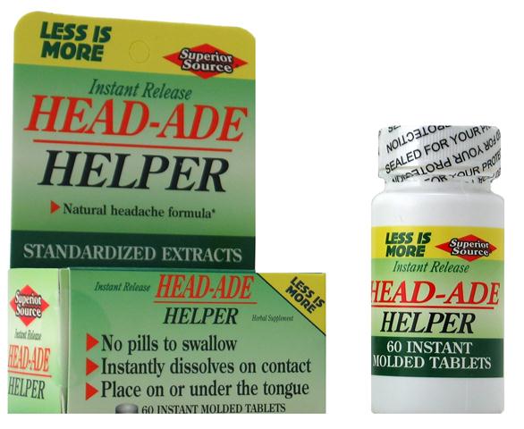 Superior Source Head-Ade Helper blends natural herbal extracts for the relief of head pain associated with stress and tension..