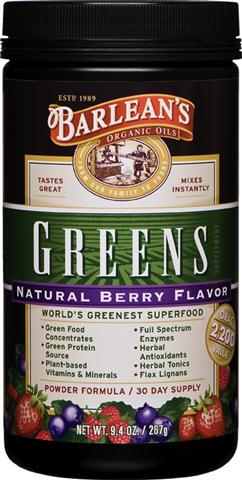 Each serving of Barleans New Natural Berry Flavored Greens provides an optimal proprietary blend of the most vitalizing plant based ingredients. Nurture and nourish your body with natures perfect blend of nutrient dense  deep, emerald green superfoods and delicious berry extracts..