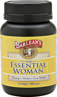 Barleans The Essential Woman is abundant in vital and essential fatty acids, lignans and soy isoflavones. Each drop is pure and
pristine, unrefined and unfiltered to bring you vibrant health and energy..