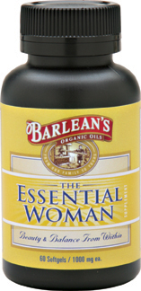 Barleans The Essential Woman is abundant in vital and essential fatty acids, lignans and soy isoflavones. Each drop is pure and
pristine, unrefined and unfiltered to bring you vibrant health and energy..