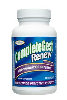 CompleteGest Renew provides Pure Plant enzymes, formulated to address the diet and digestive needs common in adults past their thirties. CompleteGest Renew helps alleviate occasional gas, bloating, heartburn, constipation and loose stools while helping your body absorb nutrients efficiently..