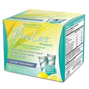FiveLac is the culmination of many years of scientific research and is designed to provide beneficial intestinal micro-flora. FiveLac is composed of five live strains of good bacteria: Bacillus Coagulans, Bacillus Subtilis, Enterococcus Faecalis, Lactobacillus Acidophilus, and Bifidobacterium Longum..