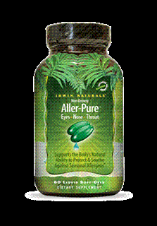Aller-Pure provides specific nutrients to support immune response and proper histamine levels during
seasonal changes. Rosmarinic acid from Perilla frutescens, a unique and powerful extract, helps fortify the bodys natural response to common seasonal allergens. Significant levels of Quercetin promotes a healthy immune response, Bromelain functions as an enzyme and provides a supportive role in sinus and immune system health. Vitamin C, Manganese, Holy Basil and Lemon Balm extract also play important roles in this natural, potent and safe formula.
.
