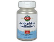 Acidophilus ProBiotic-5 from KAL helps maintain healthy populations of intestinal flora, which in turn helps prevent infection, boosts immune function, and promotes good digestion..