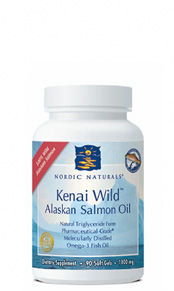 Kenai Wild Alaskan Salmon Oil providing over 500 mg EPA+DHA per serving, plus the beneficial antioxidant astaxanthin. New from Nordic Naturals..