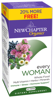 New Whole Food Formula. Every Woman Multivitamin by New Chapter two-a-day formula is easy-to-take, easy-to-digest and New Chapters Multivitamins are made with Organic Ingredients. Bonus Pack $49.17 144 tabs..