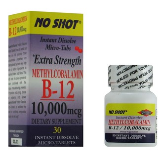 NO SHOT B-12 Methylcobalamin'Instant Dissolve Micro-Tabs' go to work fast.