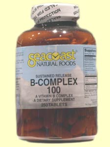 Seacoast Vitamins B-Complex, 100 mg, 250 Time Release Tablets.