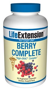 Berry Complete from Life Extension features a wide variety of antioxidant-rich standardized extracts from berries, vegetables, and legumes..