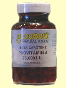 Seacoast Natural Foods Beta Carotene 25,000 IU is made off gelatin, glycerin and water only and is suspended in soybean oil..