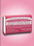 Hemp Rose Pure-Castile Soap from Dr. Bronner's line of Magic Soaps cleans, nourishes, and moisturizes the skin..