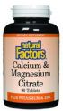 Calcium & Magnesium Citrate (250 mg-250 mg 90 tablets)* Natural Factors