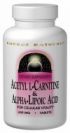 Acetyl L Carnitine & Alpha Lipoic Acid (120 Tablets) Source Naturals