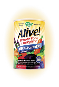 Alive! Ultra Shake is the ultimate nutritional energy source. It's also a comprehensive, whole food multi-vitamin with the added benefit of Solae soy protein..