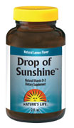 Nature's Life Vitamin D-3 is a natural vitamin supplement that is a delicious lemon flavor. Vitamin D helps to reduce the risks of diseases like cancer and osteoporosis..