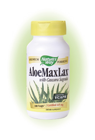 Nature's Way AloeMaxLax contains all-natural Aloe Vera Latex with Cascara Sagrada & other herbs. AloeMaxLax is the natural approach to constipation relief..