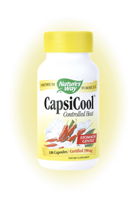 Nature's Way CapsiCool Controlled Heat Herbal Formula brings you the benefits of Cayenne without the burning or discomfort when swallowed..