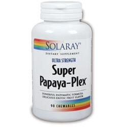 Ultra Strength Super Papaya-Plex contains the digestive enzyme papain, which helps soothe the stomach and relieve digestion problems..