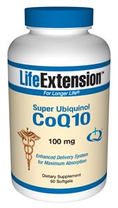 Super Ubiquinol CoQ10 from Life Extension provides the body with 100 mg of the most bioactive form of CoQ10 and protects the body from damaging effects of free radicals..